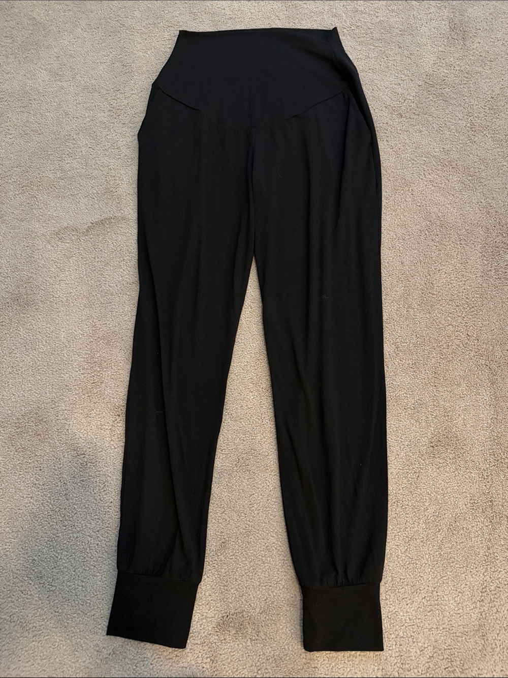 Black Maternity Jogger Pants with Side Pockets and Tummy Panel- size S, EUC